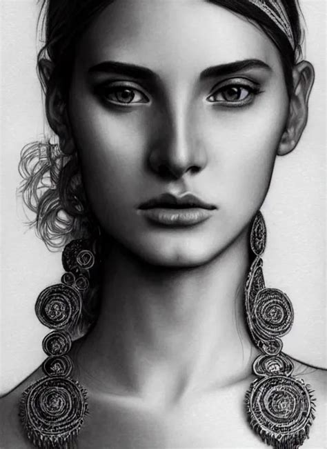 A Pencil Drawing Portrait Of Model Stella Trapsh Stable Diffusion