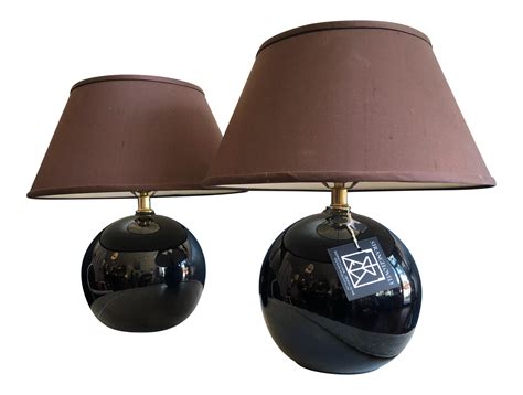 Pair Black Globe Mid Century Modern Table Or Mantle Lamps On Chairish