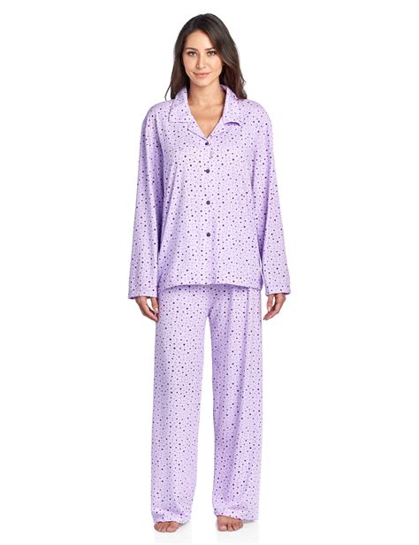 Casual Nights Womens Long Sleeve Rayon Button Down Pajama Set