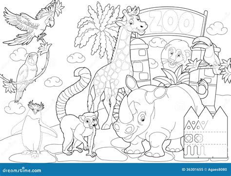 Coloring Page The Zoo Illustration For The Children Royalty Free