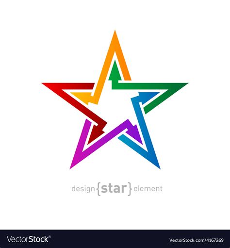 Colorful Star With Arrows Abstract Design Element Vector Image