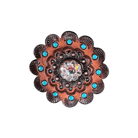 Ab Copper 1 European Crystal Concho And Leather Rosette Rodeo Drive