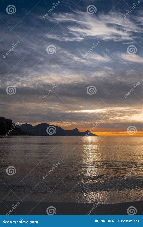 Beach Haukland Lofoten Islands In Polar Norway Stock Image Image Of