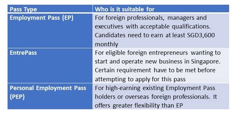 Types Of Singapore Work Passes And Permit Jse Office
