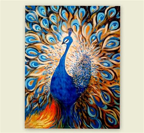 Colorful Peacock Abstract Bird Painting Original Acrylic Painting Acrylic On Canvas
