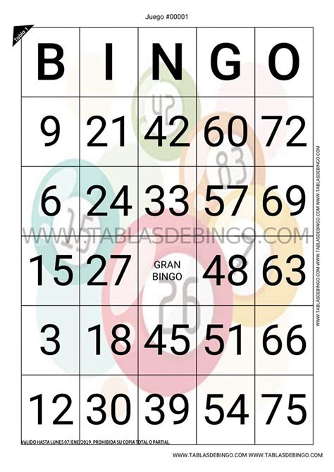 Tablas De Bingo Personaliza Descarga En Pdf E Imprime Bingo Para