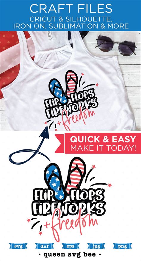 4th of July SVG file | Flip Flops Fireworks and Freedom svg