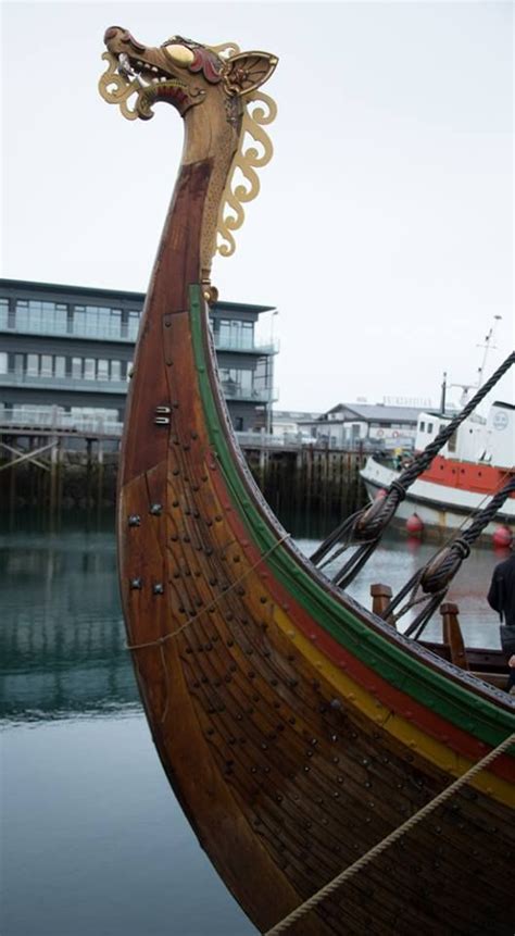 The Dragon In The Reykjavik Harbour Viking Ship Being Sailed From