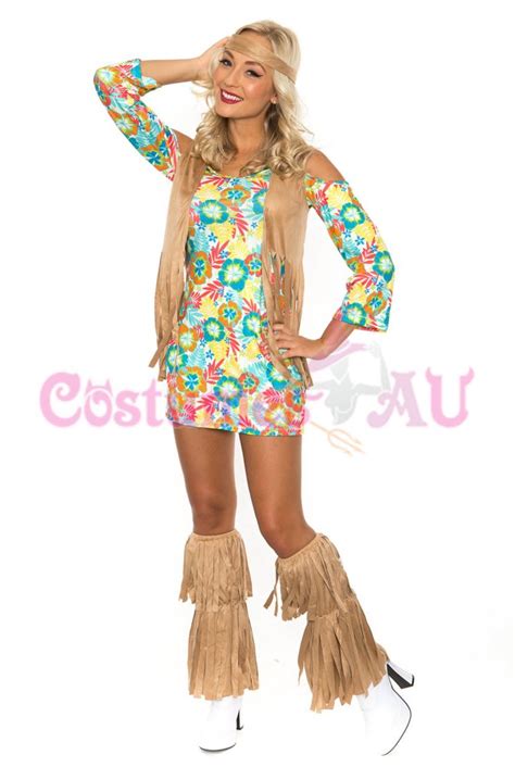 Ladies 60s 70s Retro Hippie Costume Go Go Girl Disco Dancer Groovy