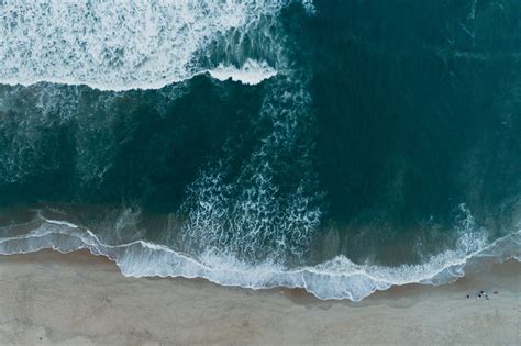 Drone View Of The Ocean Washing On The Bondi Beach New South Wales
