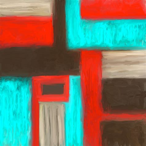 Red Teal Brown Abstract Painting By Lee Ann Asch
