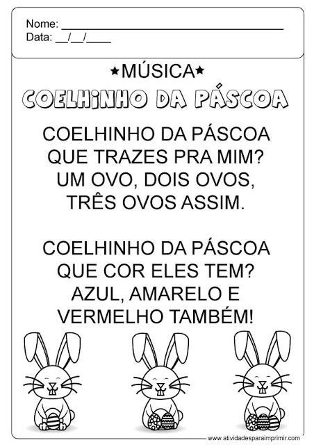 música coelhinho da páscoa Atividades pascoa Musica do coelhinho Projeto pascoa educação