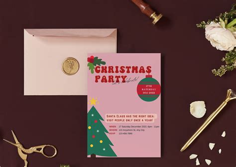 Printable Christmas Invitation And Digital Evite Template Christmas