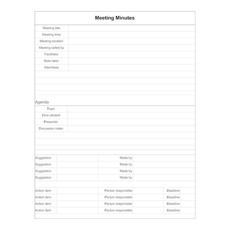 meeting minutes form template