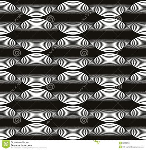 Wave Lines Seamless Pattern Abstract Geometric Black And