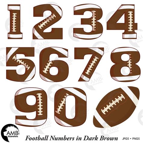 Football Numbers Clipart Gridiron Clipart Sports Teams Etsy