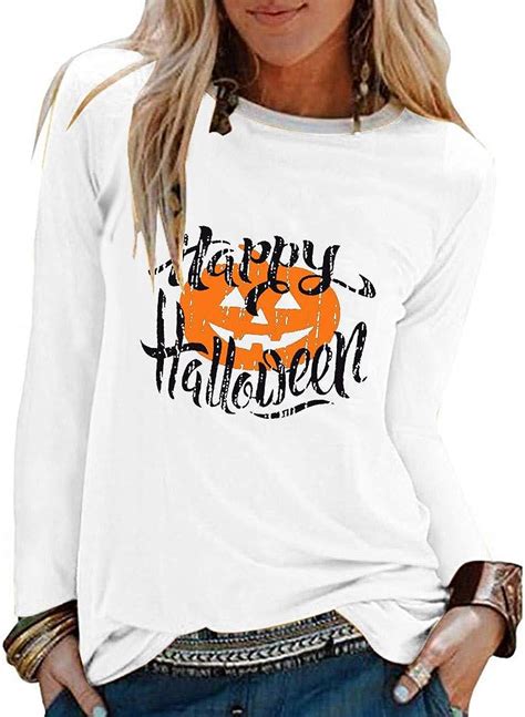 Happy Halloween Long Sleeve Shirts Tops For Women Clothing