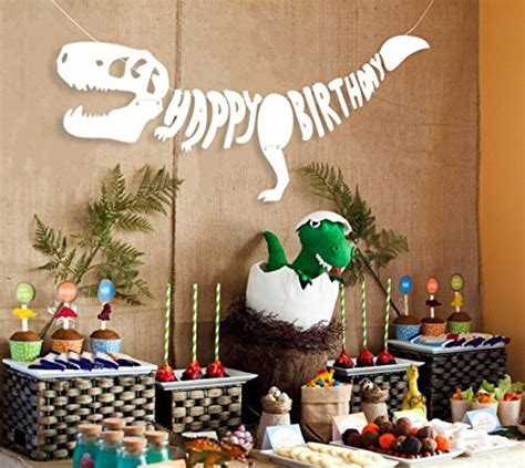 A customized birthday banner can be the key to throwing an impressive birthday party! Geefuun Dinosaur Dino Happy Birthday Banner Fossil ...