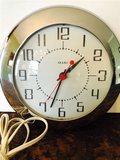 Vintage Chrome Clock Ingraham Electric Kitchen Wall Clock Vintage