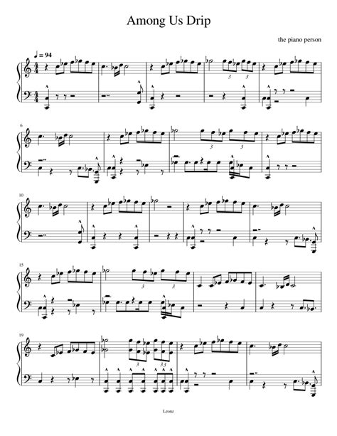 Among Us Drip Sheet Music For Piano Solo Easy