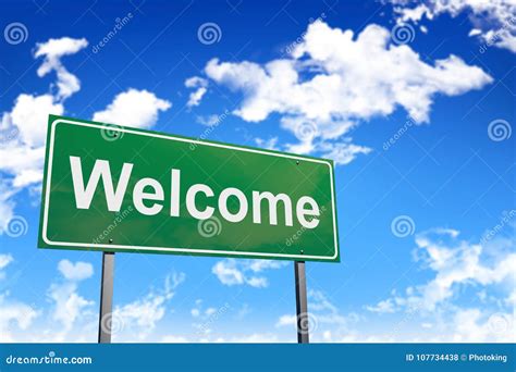 Welcome Road Sign Stock Photo Image Of Guidepost Community 107734438