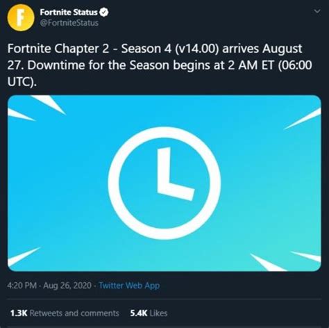 Fortnite Chapter 2 Season 4 Downtime Confirmed When Is It Time