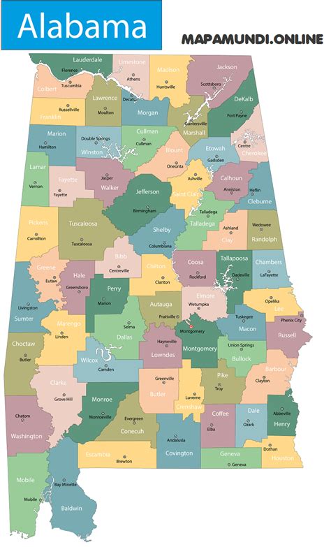 ⊛ Mapa De Alabama 🥇 Político Y Físico Imágenes Hd 2023