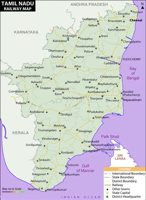 Ji ribojasi su goa valstija šiaurės vakaruose, maharaštra šiaurėje, andhra pradešu rytuose bei kerala ir tamilnadu pietuose. Rail-Map-india: Tamilnadu-railway-map