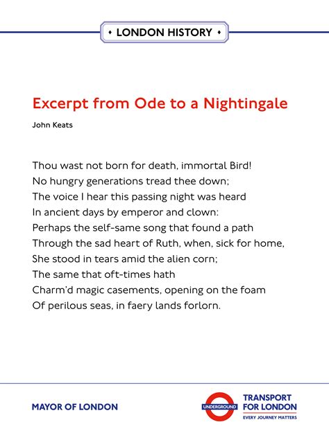 From Ode To A Nightingale Poems On The Underground