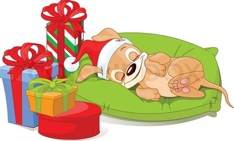 All of these christmas dog clipart resources are for free download on pngtree. Cute little puppy with Santa's Hat is sleeping near ...