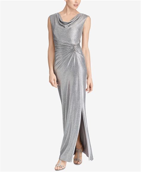 Https Macys Com Shop Product Lauren Ralph Lauren Metallic Cowl Neck Gown Id Gray