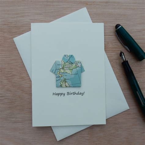 Happy Birthday Origami Card Handmade Origami Map Shirt Greetings Card