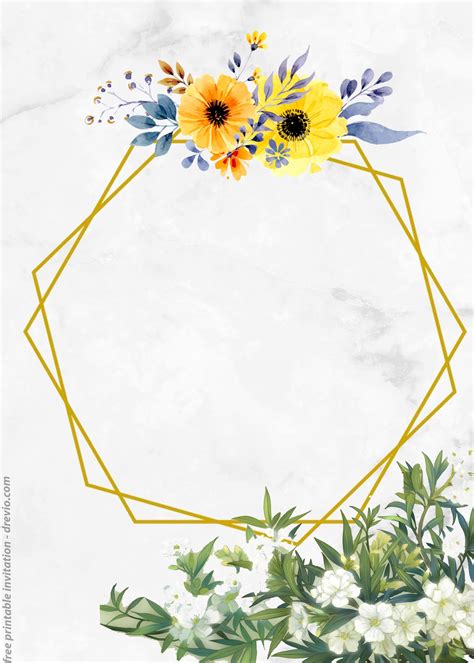 Free printable boho chic flower baby shower invitation template. FREE Vintage Floral Watercolor with Marble Invitation ...