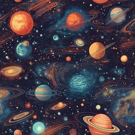 Premium Photo Seamless Pattern With Deep Space Stars And Planets