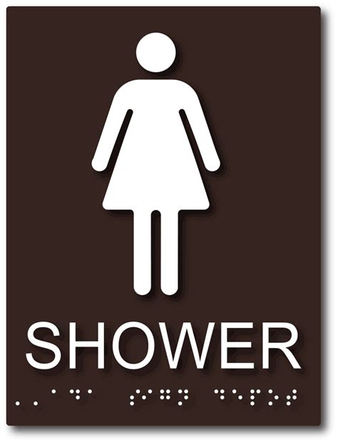 Womens Shower Ada Sign With Female Symbol Tactile Letters And Braille