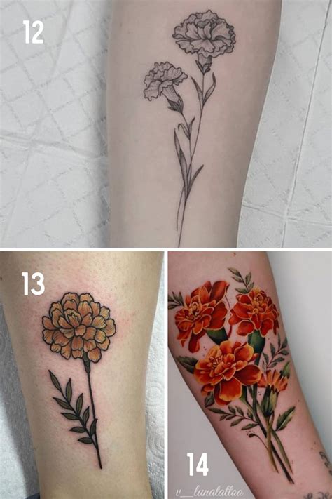 October Birth Flower Tattoo Ideas {Marigolds + Cosmos} - Tattoo Glee