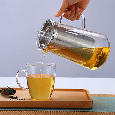 Good Glass Teapot With Stainless Steel Infuser And Lid Borosilicate