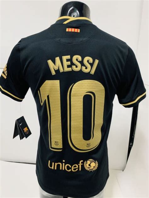 Nike Fc Barcelona Away Messi 10 20 21 Black Gold Jersey Size 2xl Mens