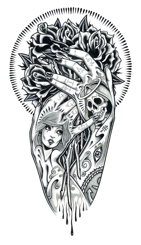 Download Tattoo Art Illustration Hand Renderings Drawing Hq Png Image