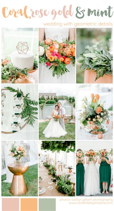 Vibrant Coral Mint Rose Gold Wedding With Awesome Geometric Deets