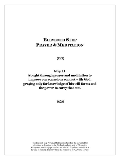 11 Th Step Worksheet The Big Book Alcoholics Anonymous Prayer