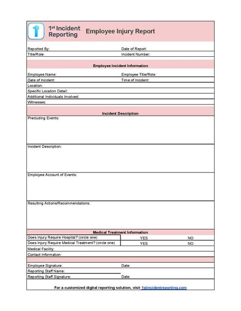 Downloadable Employee Injury Report Form For Timely