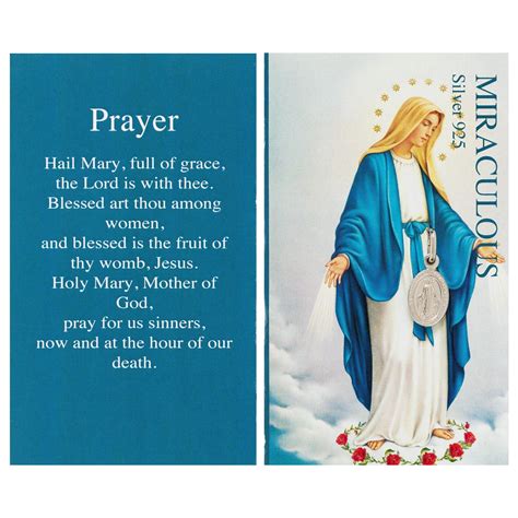 Silver Miraculous Medal And Prayer Card The Catholic Company