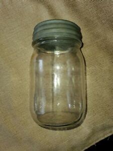 Vintage Antique Glass Hazel Atlas Mason Jar Zinc Lid Rare Plant F Round