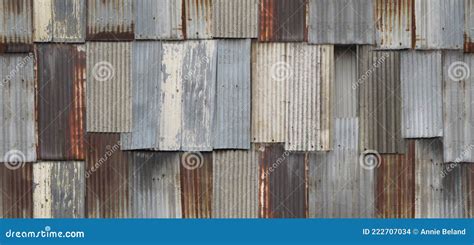 Corrugated Rusty Metal Tin Roof Wall Seamless Texture Stock Photo