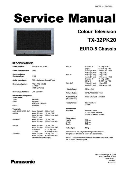 Panasonic Tx 32pk20 Ch Euro5 Service Manual Download Schematics