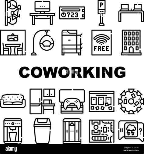 Coworking Work Office Collection Icons Set Vector Stock Vector Image