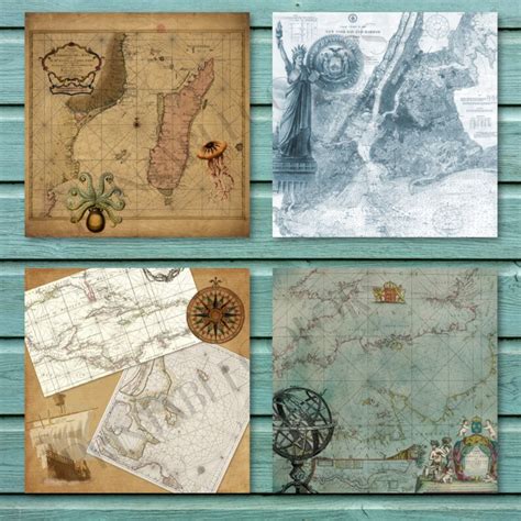 Old Nautical Maps Digital Paper Vintage Ny Nautical Maps Etsy