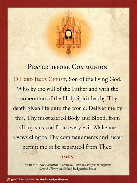 Prayer Before Communion Communion Prayer Catholic Prayers Catholic