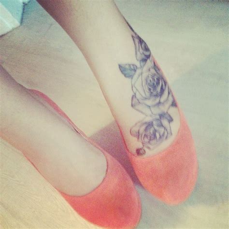 Smaller tattoos can be hidden by wearing shoes or socks. rose tattoo on foot i like :) especially with those heels ...